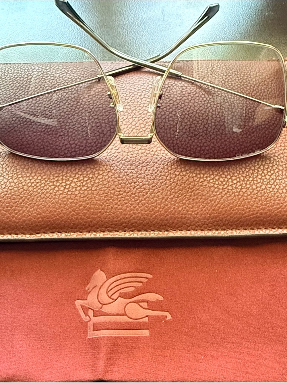 Etro Gold Frame Sunglasses with Brown Gradient Lenses
